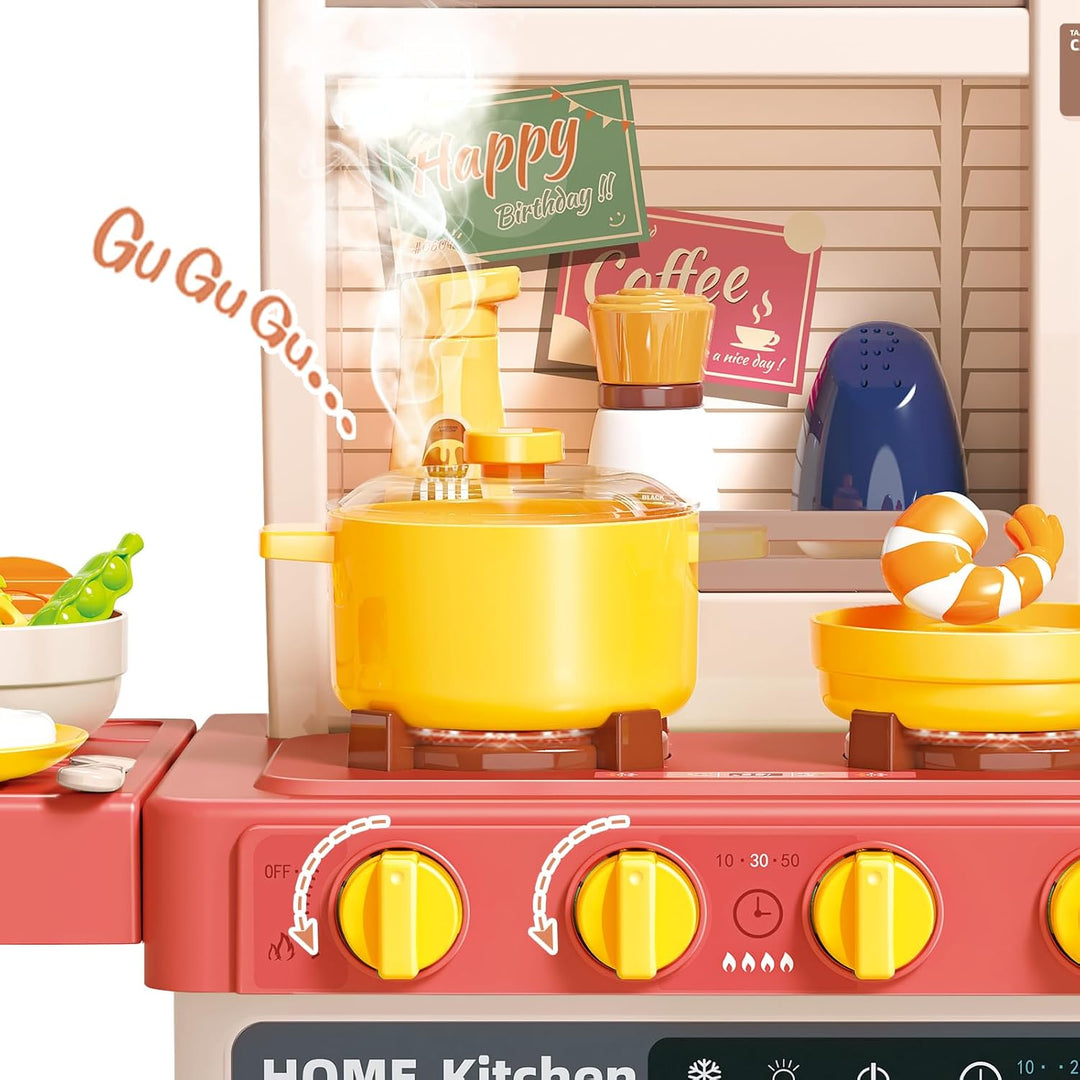 deAO Kinderküche “My Little Chef“ mit Sounds und Licht, Dampf, 50PCS kinderküche zubehör enthalt Ges