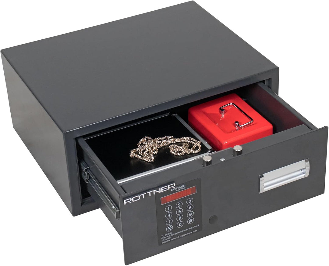 HomeDesign Schubladentresor HDS-9100 Elektronikschloss Anthrazit, mit mechanischer und elektronische