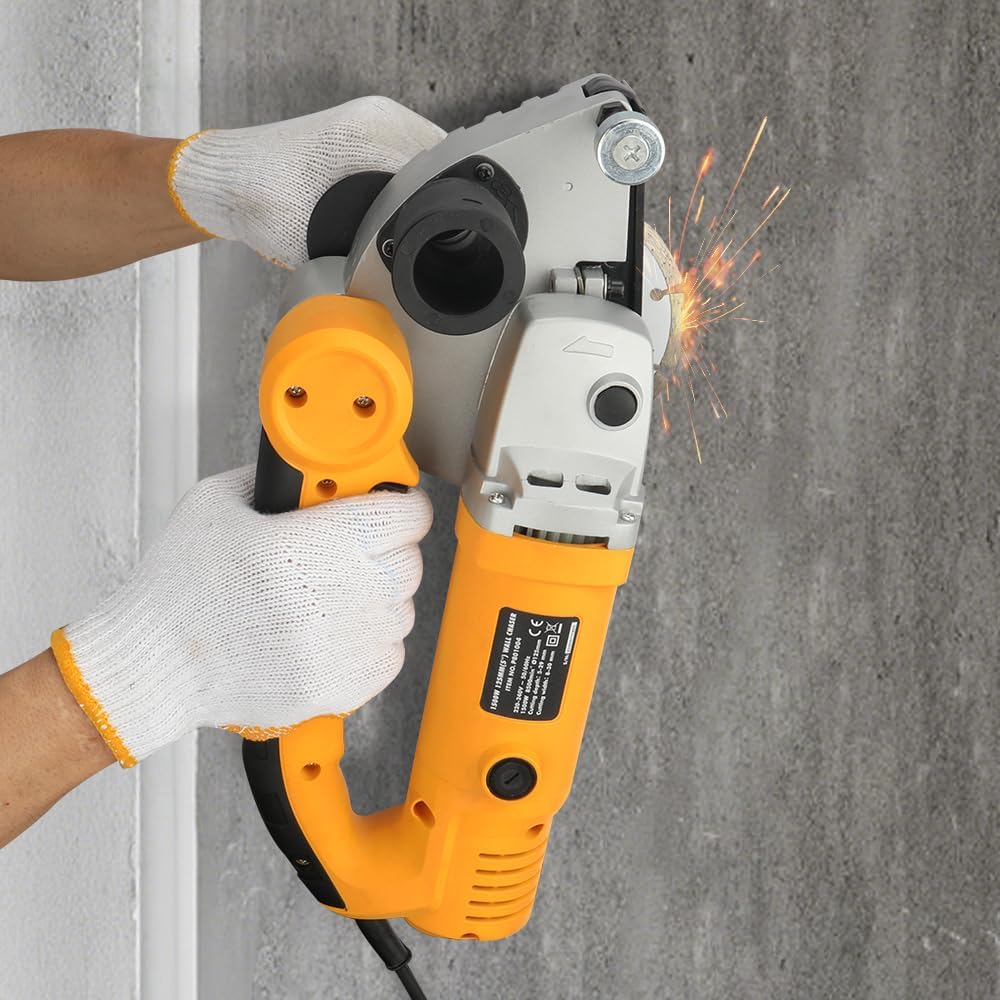 Hoteche 125mm 1500W Grabenfräse | Kupferdrahtmotor, Weichstart, 8500RPM, Mit 2 Diamant - Scheiben, i