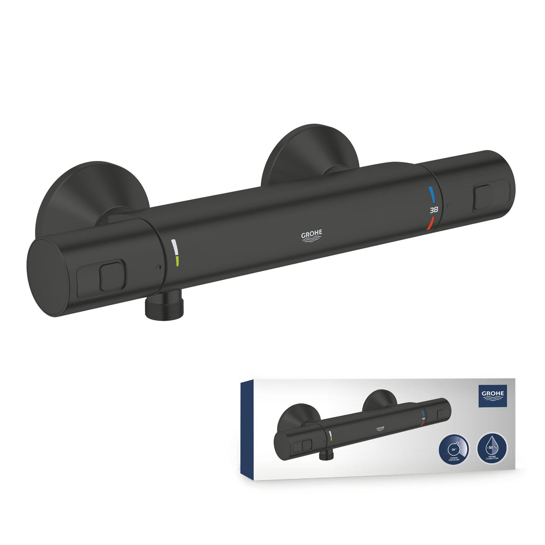 GROHE Precision Start - Thermostat-Brausebatterie (wassersparend, Sicherheitssperre bei 38°C, mit Rü