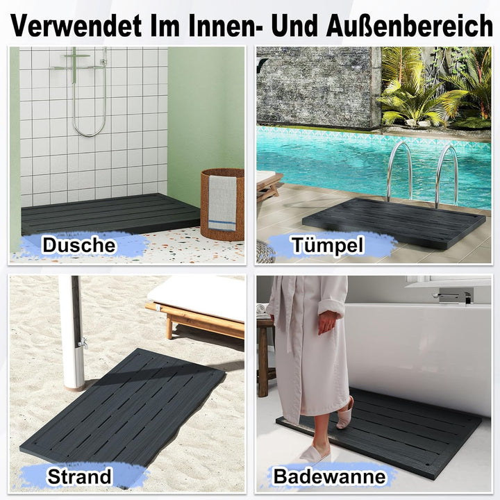 YUENFONG Bodenelement Kunststoff für Leitern &amp; Solarduschen, Anti Rutsch Bodenplatte Duschmatte Auss