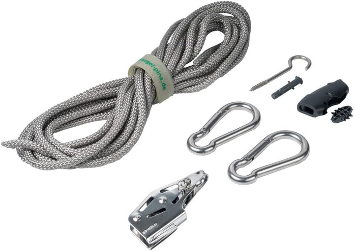 Pina DESIGN seit 1979 - Sonnensegel Seilzug Set - wandseitig, für Wandhalter/Profi Spannsystem zum S