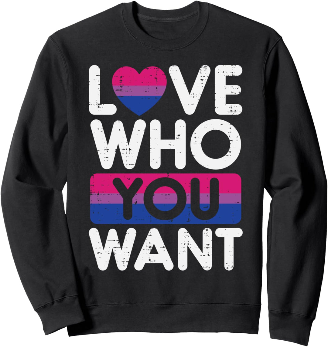 Love Who You Want Bisexual Heart Cute Bi Pride Flag LGBTQ Sweatshirt