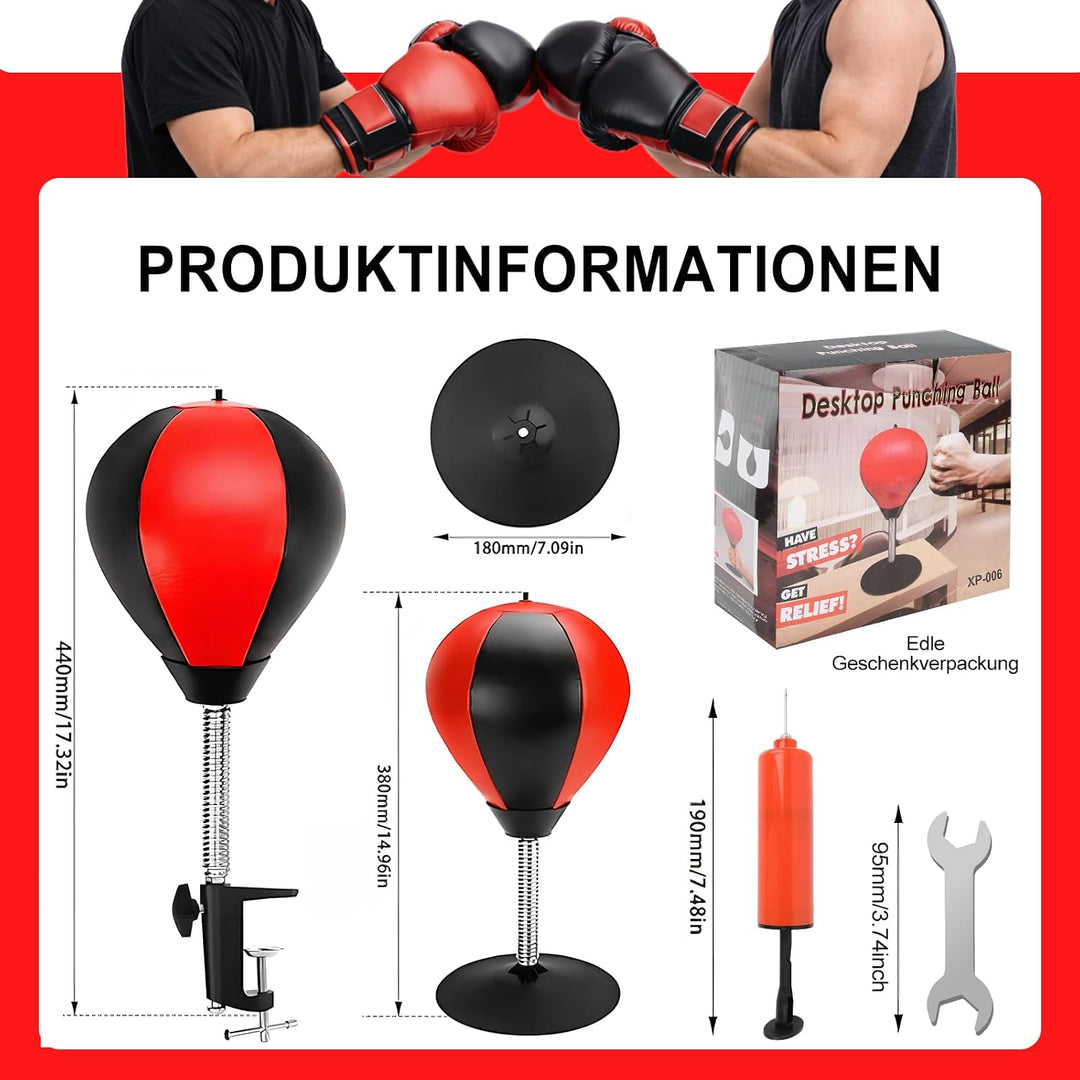 Boxsack für den Schreibtisch, Punchingball Tisch mit Superstarkem Saugnapf &amp; Tischklemme, Antistress