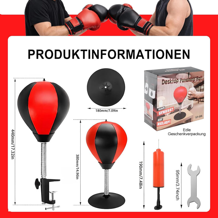 Boxsack für den Schreibtisch, Punchingball Tisch mit Superstarkem Saugnapf &amp; Tischklemme, Antistress