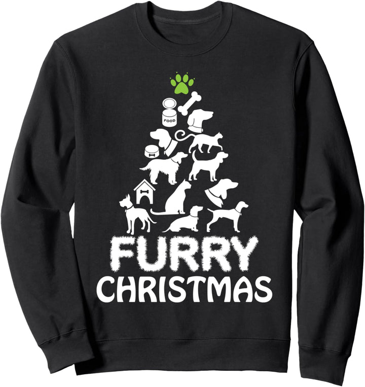 Furry Christmas, Dogs & Cats Christmas Tree, Cool Christmas Sweatshirt
