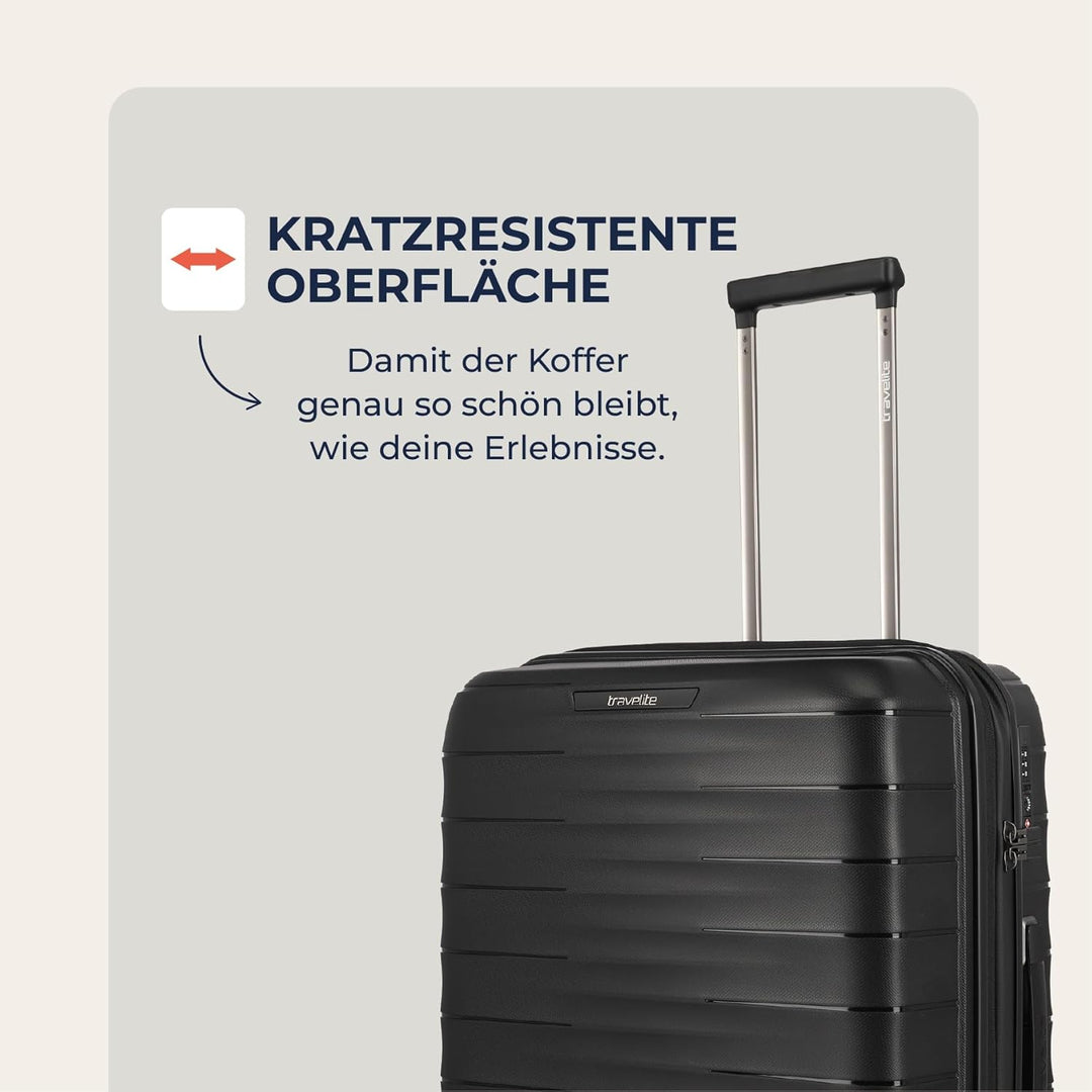 Travelite Koffer Set 3-teilig, MOOBY S/M/L, Kratzfeste Hartschale, mit recyceltem Material 55/66/77