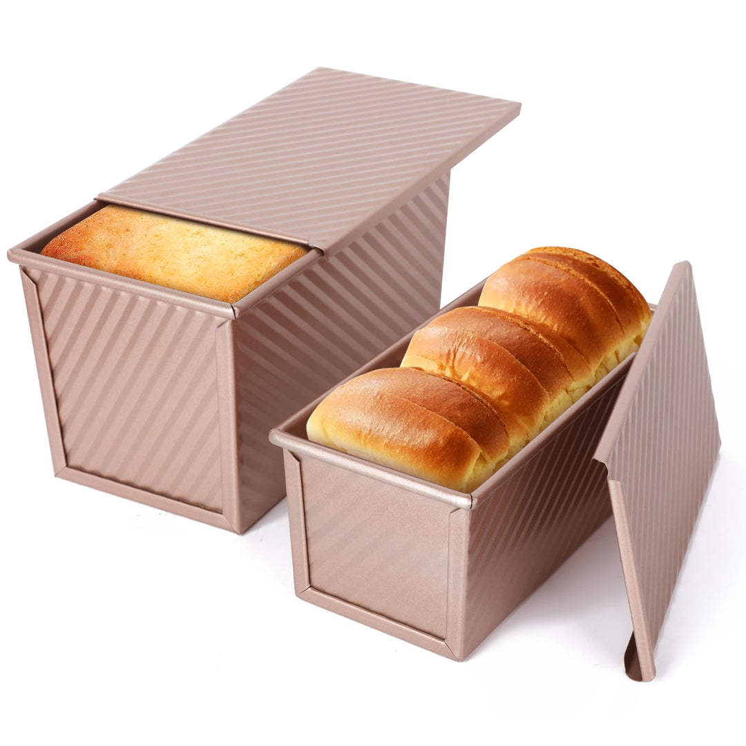 VINATO Brotbackform Mit Deckel 2er Set, 21 * 11,5 * 11cm + 19 * 9,5 * 8cm, Toastbrot Backform, Brotb