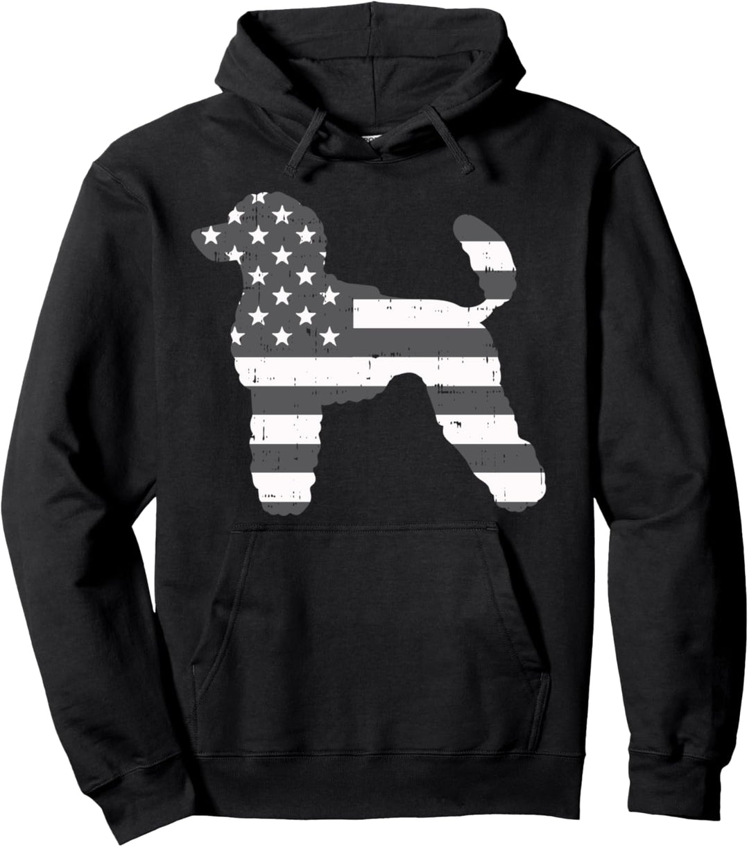 Poodle America Flag Vintage Patriotic Dog Lover Owner Gift Pullover Hoodie