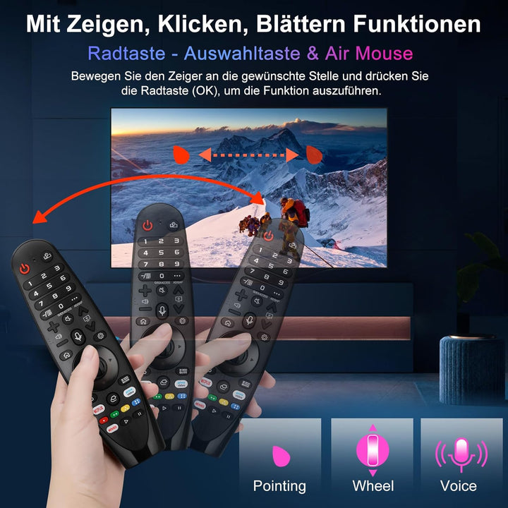 Voice Magic Fernbedienung für LG Fernseher UHD OLED QNED NanoCell 8K 4K Smart TVs, Magic Remote Ersa