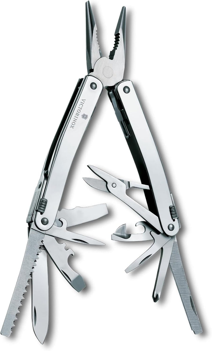 Victorinox, Multifunktionswerkzeug, Swiss Tool Spirit X, Silber (24 Funktionen, Feststellklinge, Kom