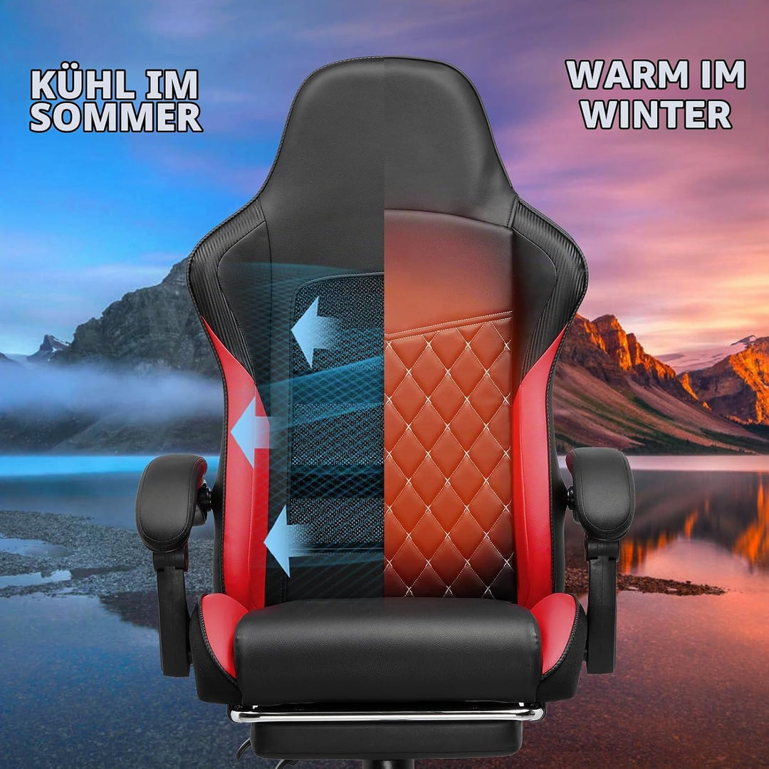 GTPLAYER Gaming Stuhl, Gaming Chair, Ergonomischer Höhenverstellbarer Bürostuhl, Zweckmässig für Win