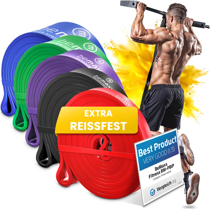 Fitnessband Pull Up Resistance Band, Klimmzughilfe + Trainings-eBook - DAS Klimmzug Widerstandsband