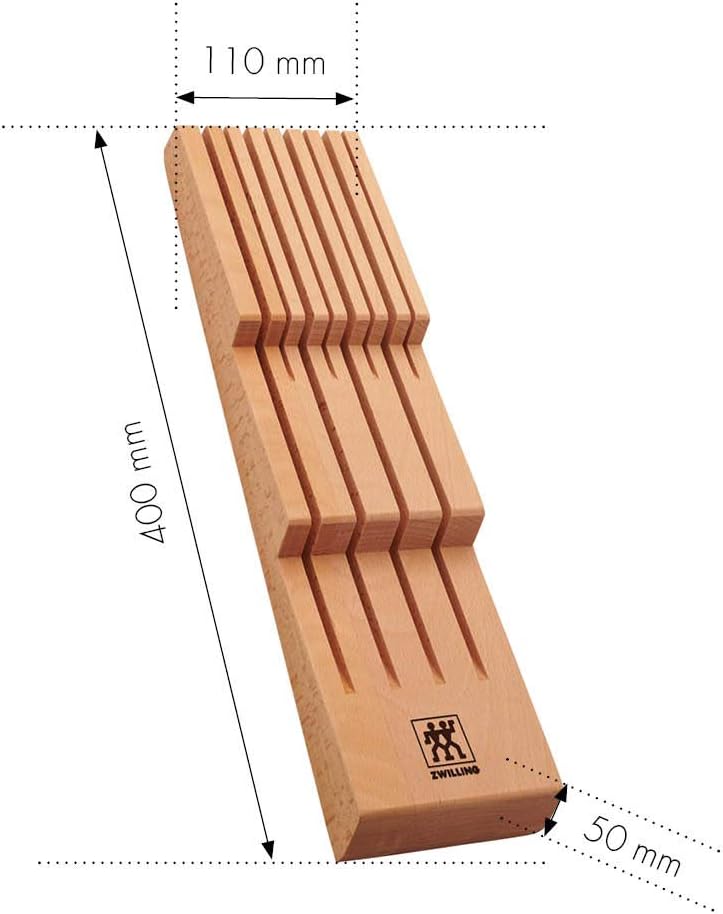 ZWILLING Messerhalter für Schubladen, Schubladen-Einsatz, Für 8 Messer, 41 x 10,8 x 4,8 cm, Holz Für