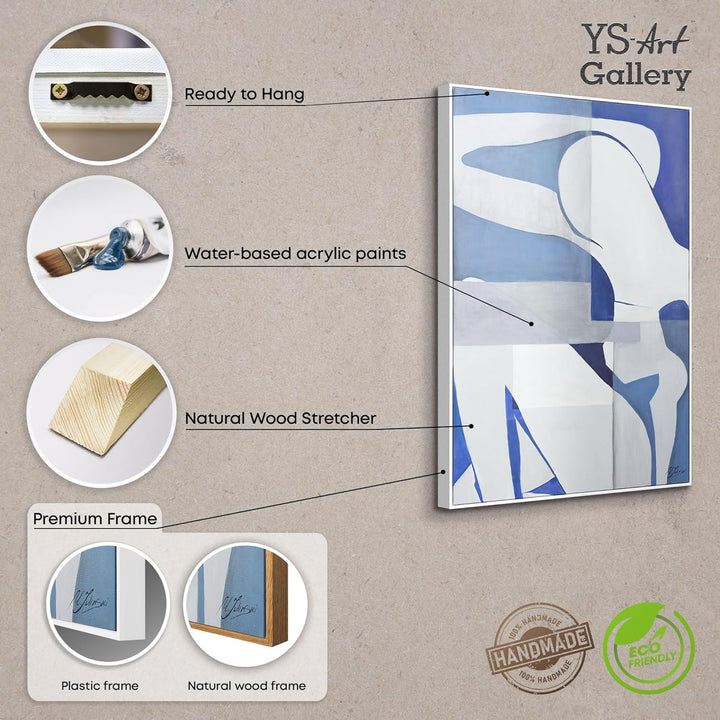YS-Art XXL Abstrakt Acryl Gemälde auf Leinwand mit Rahmen Sandy handgemalte Wandbilder Wohnzimmer Mi