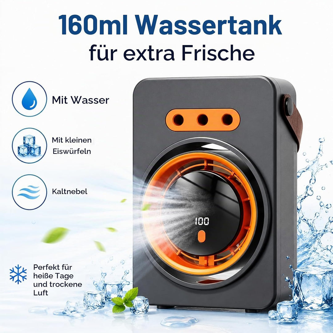 FELIXIZ Nebelventilator mit Sprühnebel &amp; Wasserkühlung, 2-in-1 Tischventilator, 5 Stufen, Lederrieme