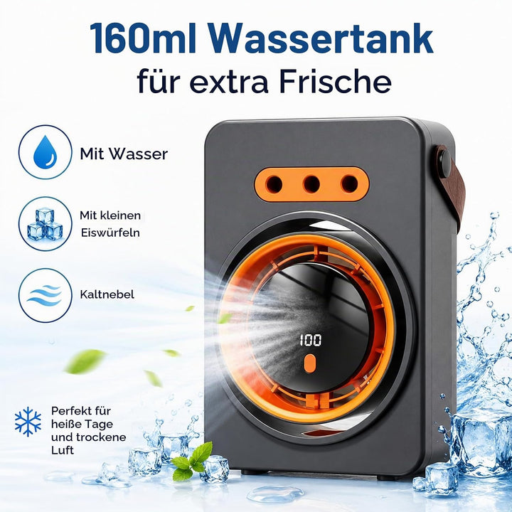 FELIXIZ Nebelventilator mit Sprühnebel &amp; Wasserkühlung, 2-in-1 Tischventilator, 5 Stufen, Lederrieme