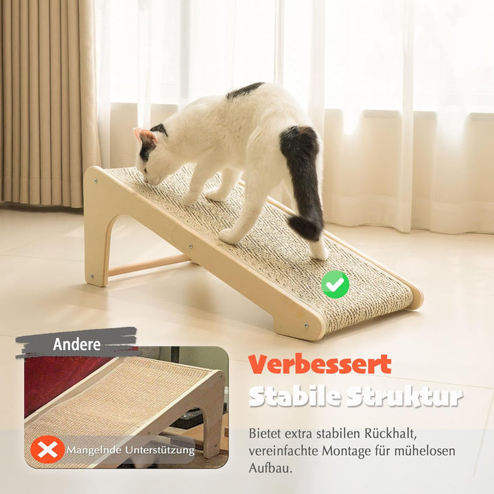 PETKARAY L-förmiges Dual-Use Sisal Kratzbrett für Katzen, 64 cm Hohe Kratzsäule aus Natürlichem Sisa