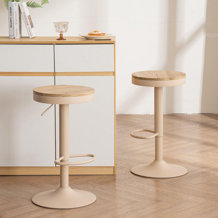 YOUNIKE Barhocker 2er Set Holz Barstuhl Höhenverstellbar Schwenkbar Tresenhocker Küchenhocker Höhe B