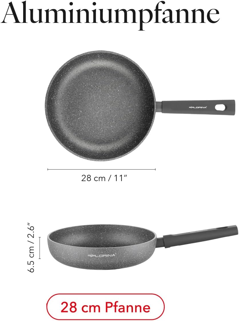 Florina - Bratpfanne aus Aluminium LAVA STONE | 28 cm Durchmesser | Tiefe Pfanne Induktion | Antihaf