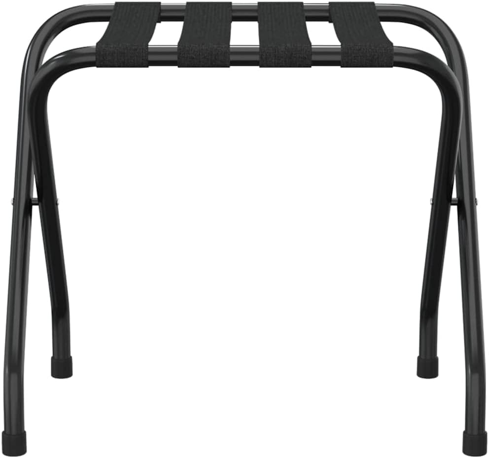 Gepäckablage Schwarz aus Stahl und Nylon, 56x40x49 cm, klappbar, platzsparend, stabiles Metallgestel