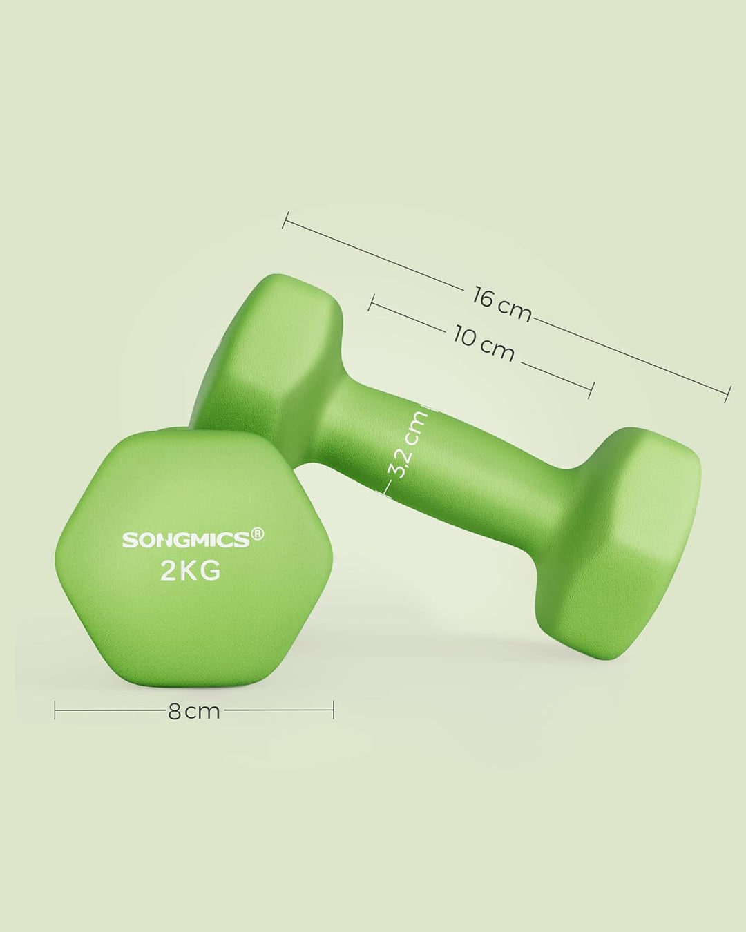SONGMICS Hanteln, 2er Set,Hantelset, Kurzhanteln, Hexagon, Neopren-Beschichtung, Krafttraining, Work