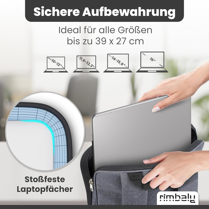 Laptop Rucksack - wasserabweisend & Stossfest - USB-Anschluss, erweiterbar, Anthrazit - Ideal für Bu