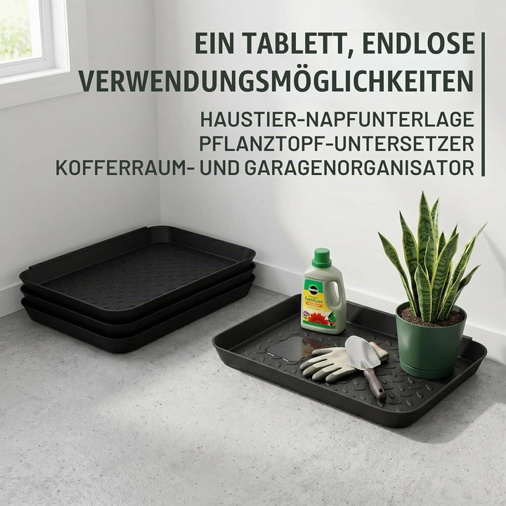 3er Set Schuhabtropfschale 35x27x2,8cm, Schuhmatte Abtropfmatte mit Hohem Rand &amp; Punktmuster, Robust