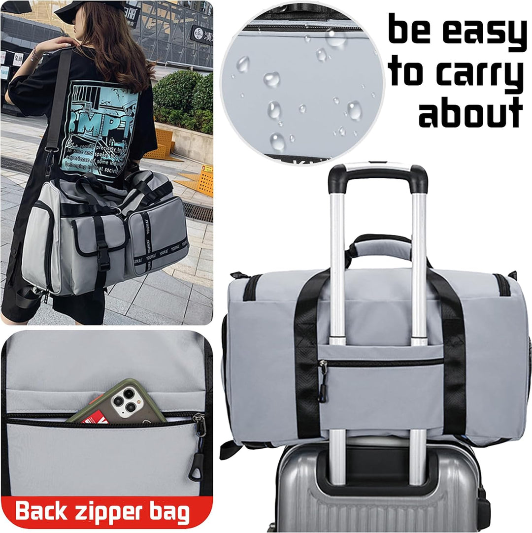 Reisetasche Damen Herren, 65L Wasserabweisende Sporttasche, Large Capacity Reise Tasche Gym Bag, mit