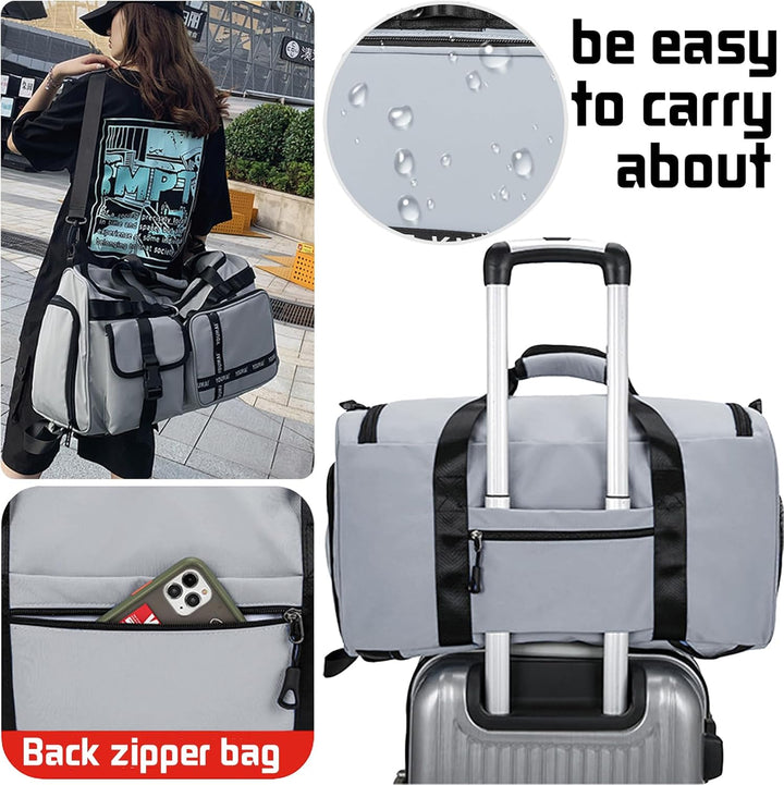 Reisetasche Damen Herren, 65L Wasserabweisende Sporttasche, Large Capacity Reise Tasche Gym Bag, mit
