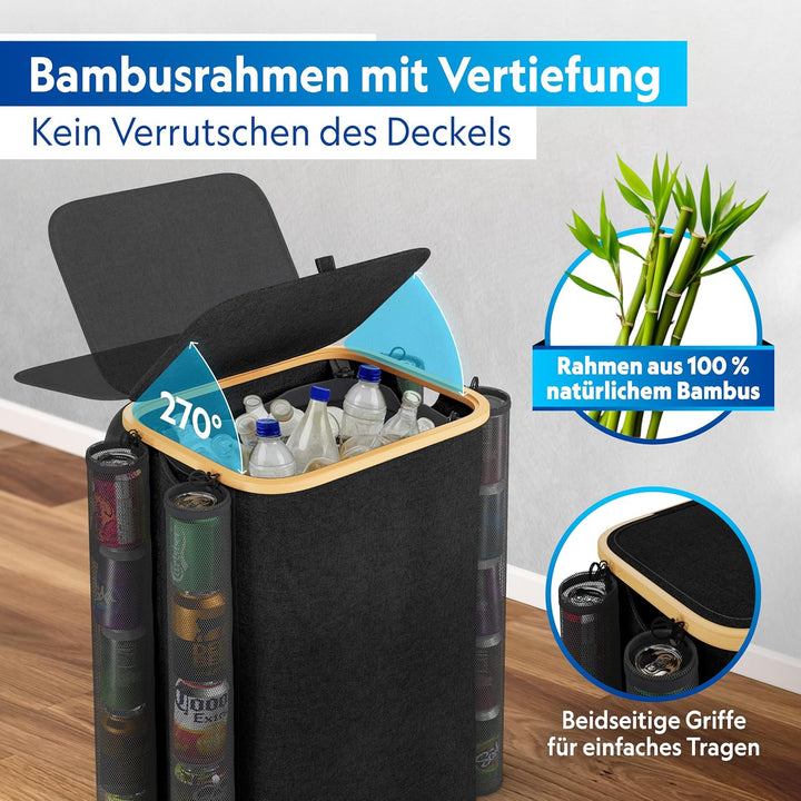 Pfandflaschen Sammelbehälter 100L, 4 Dosensammler &amp; 2 Tragetaschen | Leergut Sammler, Flaschensammle