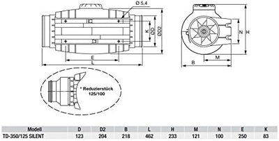 SOLER & PALAU 5211360400 TD-350-125 Silent Halbradial- Rohrventilator- schallgedämmt