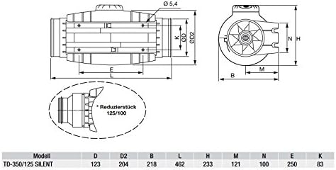 SOLER & PALAU 5211360400 TD-350-125 Silent Halbradial- Rohrventilator- schallgedämmt