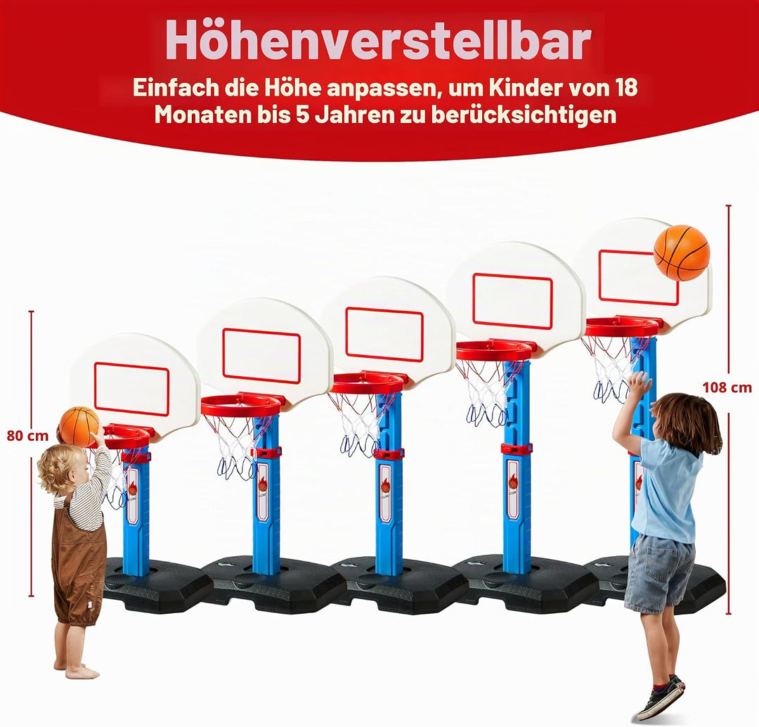 JOYIN Basketballkorb Kinder,Mini Basketballkorb Outdoor Indoor mit Ständer Höhenverstellbarer 75-105