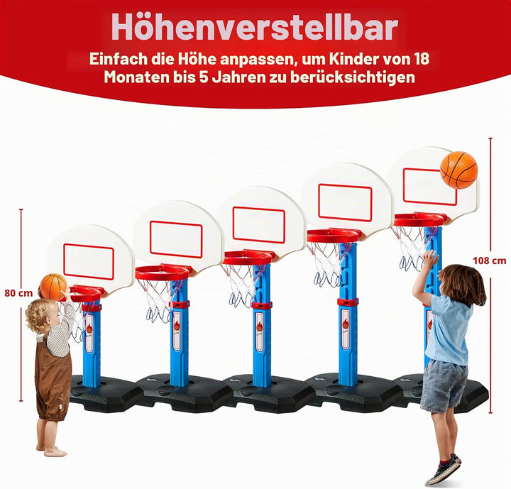 JOYIN Basketballkorb Kinder,Mini Basketballkorb Outdoor Indoor mit Ständer Höhenverstellbarer 75-105
