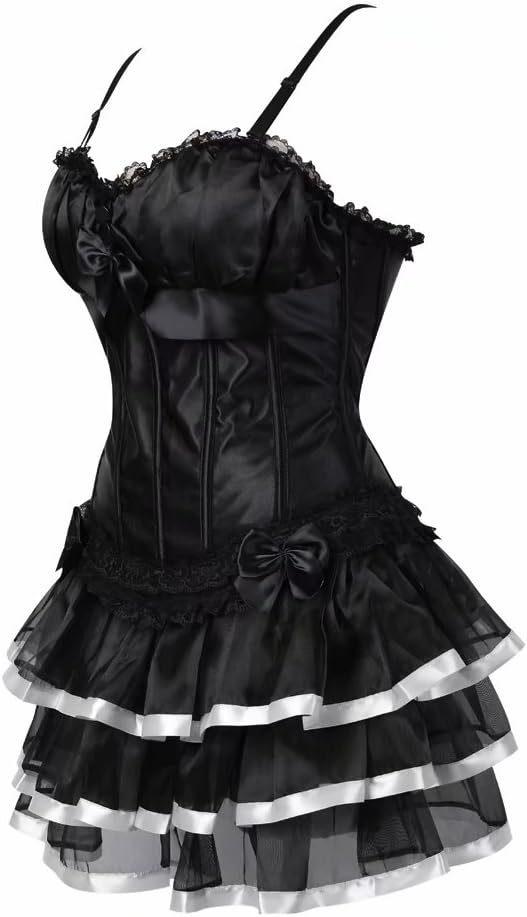 Jutrisujo korsett Damen vollbrust corsage kleid kurz rock mit träger strapse spitze schnürmieder bur