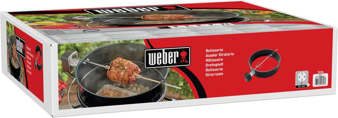 Weber Drehspiess für 57 cm Holzkohlegrills - Motorbetriebener Spiess für gleichmässiges Grillen von