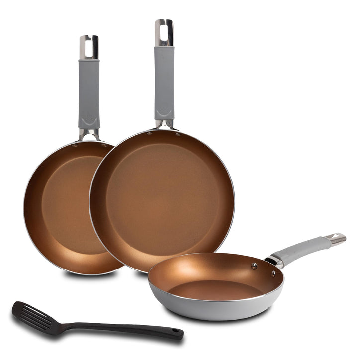 BERGNER Loja Reeco - 4-Piece Set - 3 Frying Pans 18-22 and 26 cm Induction Cookware + 1 Forged Alumi