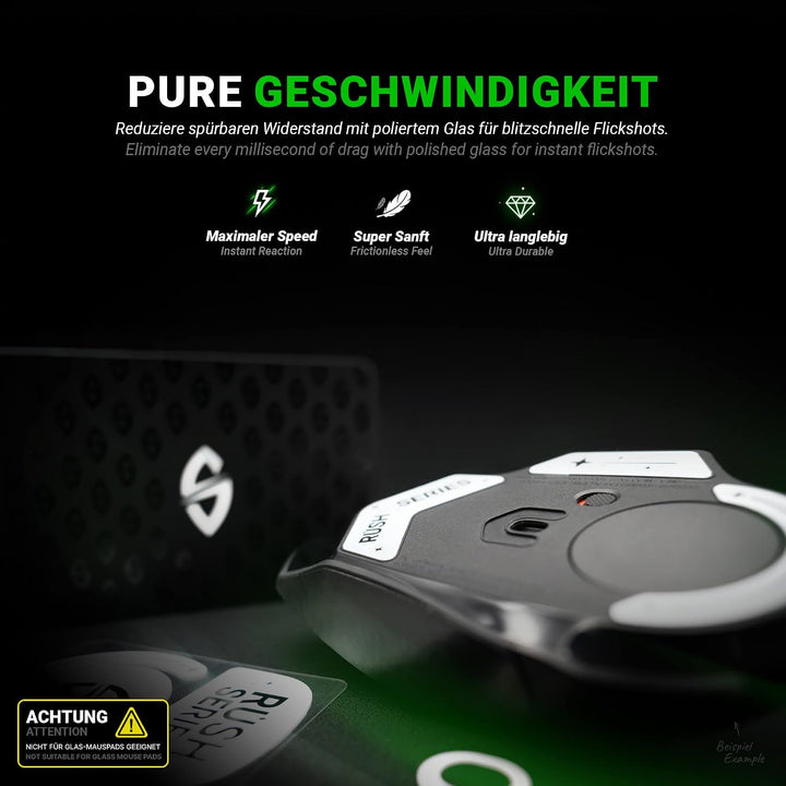 SensoryBoost Rush Glas Glides Set kompatibel mit Logitech G PRO X Superlight 2 DEX - Ultra Schnell &amp;
