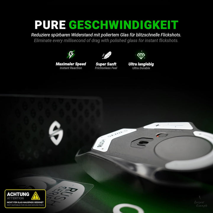 SensoryBoost Rush Glas Glides Set kompatibel mit Razer Viper V3 PRO - Ultra Schnell &amp; Sanft, Poliert