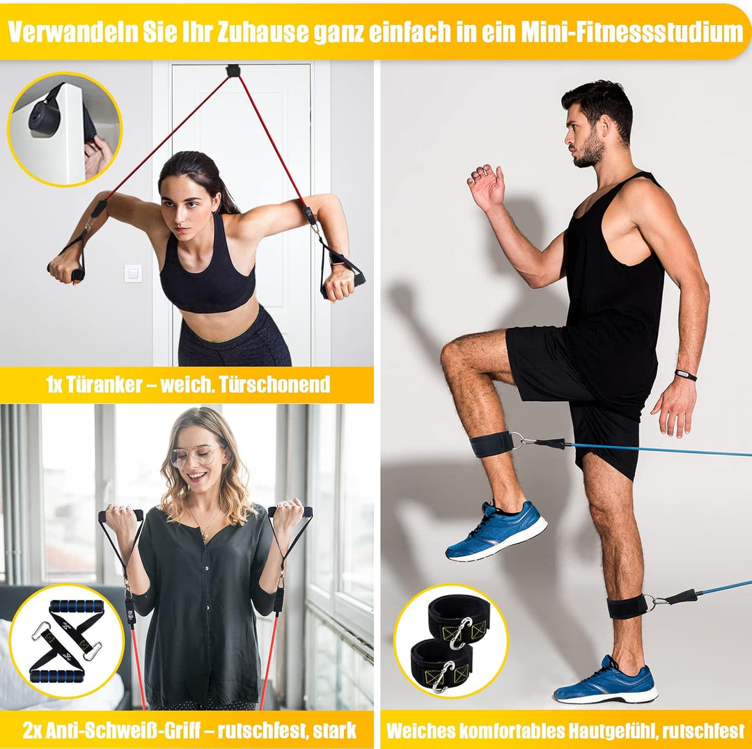 Resistance Bands Widerstandsbänder Set, 5 Fitnessbänder Expander Tube Bands, Fitnessband mit Grossem