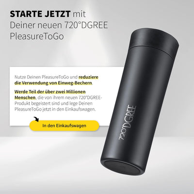 720°DGREE Premium Thermobecher “PleasureToGo” - 450ml, BPA-Frei, Auslaufsicher - Schlanker Edelstahl