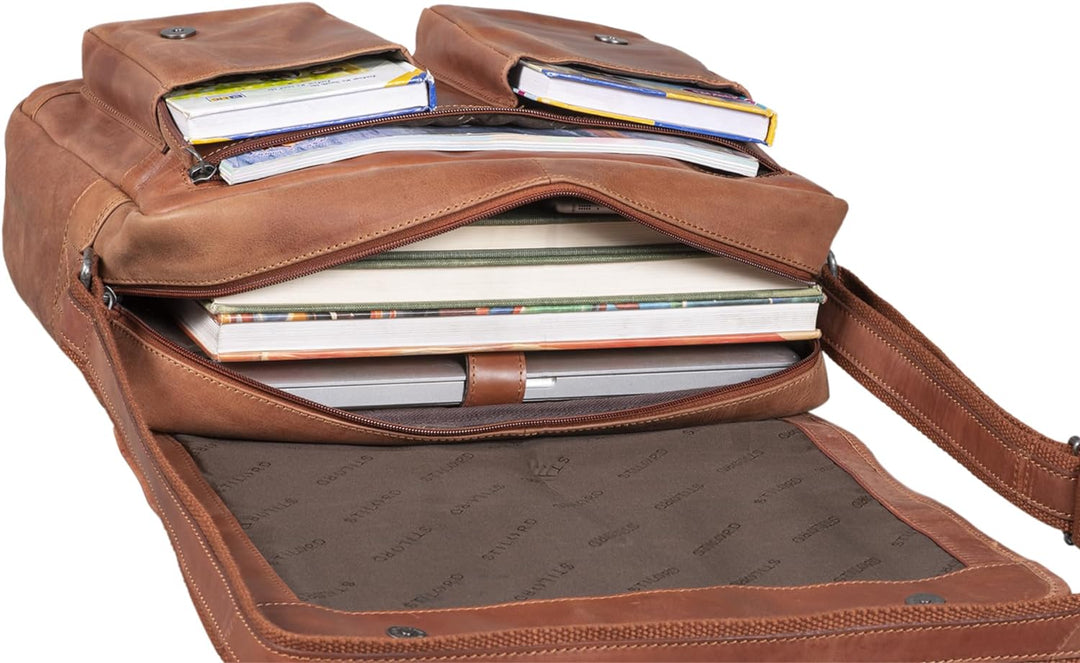 STILORD 'Curtis' Umhängetasche Leder als Messenger Bag oder Aktentasche Vintage Laptoptasche 15,6 Zo