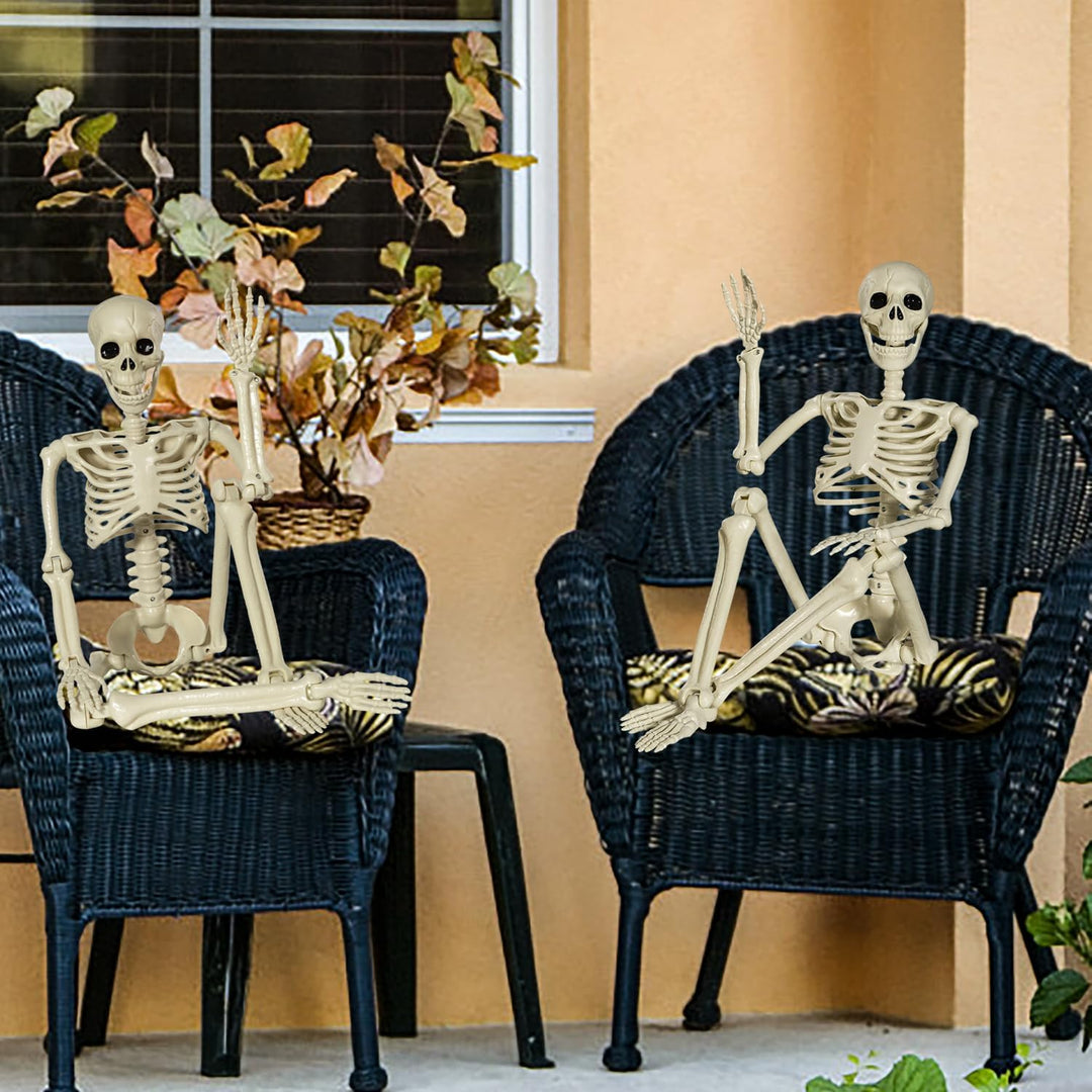 SIFOEL Halloween Plastikskelett, 90cm Ganzkörper Halloween Skelett mit beweglichen Gelenken für Hall