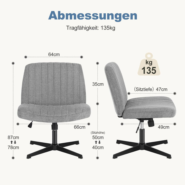DUMOS Bürostuhl Ohne Armlehne, Teddysamt und Bequemes Netzgewebe Criss Cross Chair, mit Verbreiterte