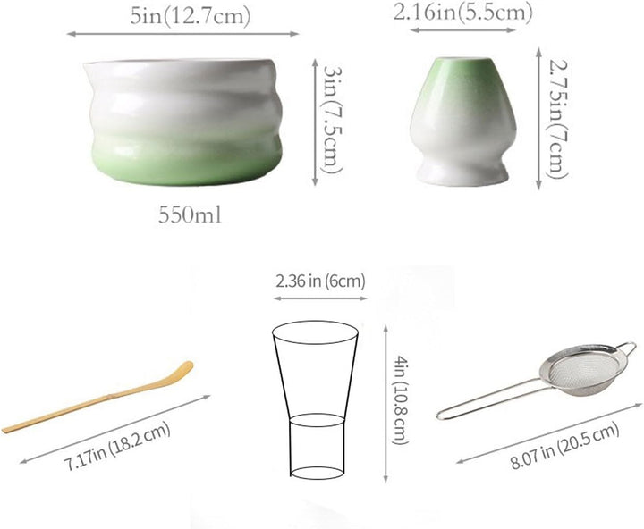 Zixrmor Premium Matcha Set – Matcha Schale, Bambusbesen und Matcha-Löffel Filterlöffel Matcha Set– V