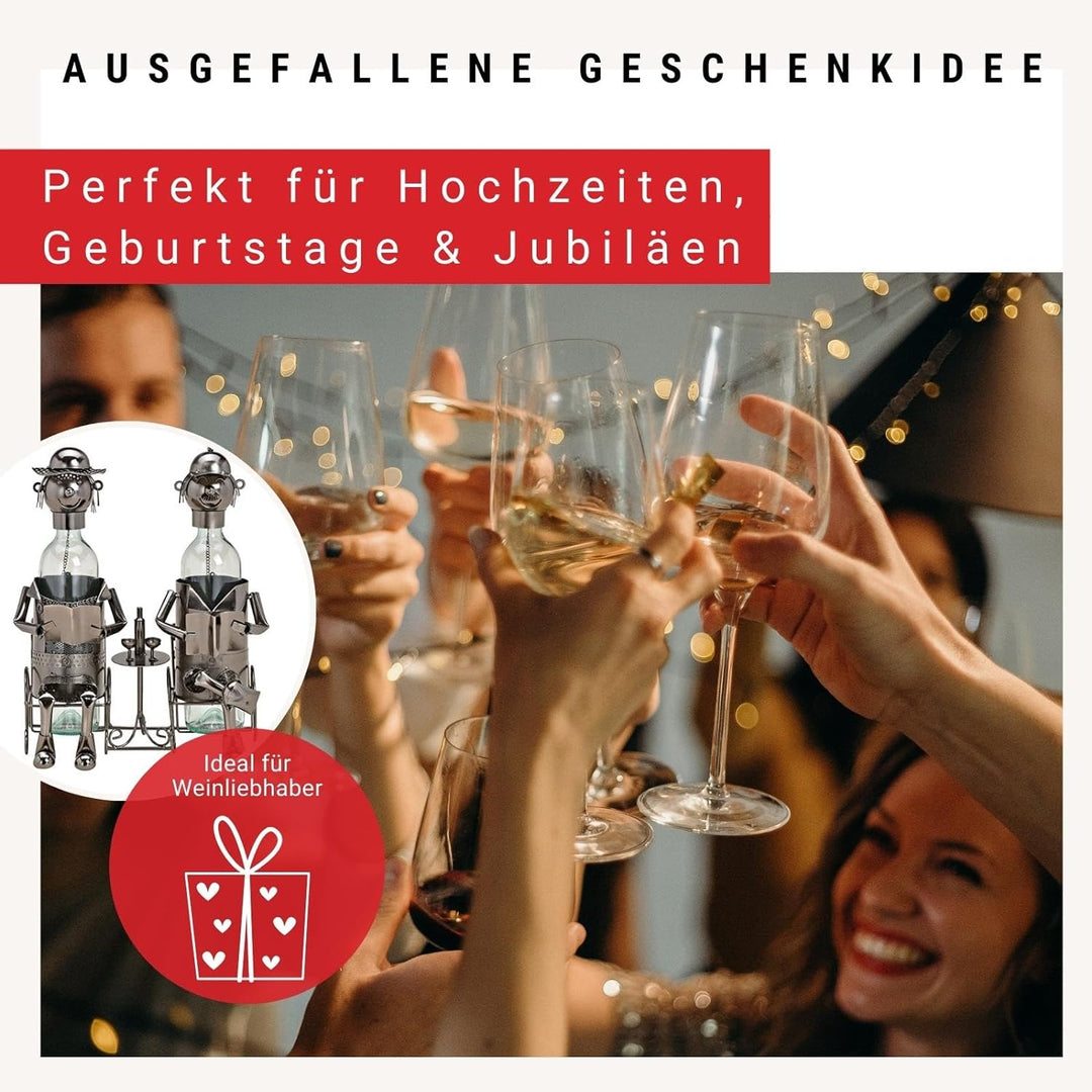 Wein Flaschenhalter - Weinflaschenhalter Metall mit Figuren als Geschenk oder Dekoartikel für zu Hau