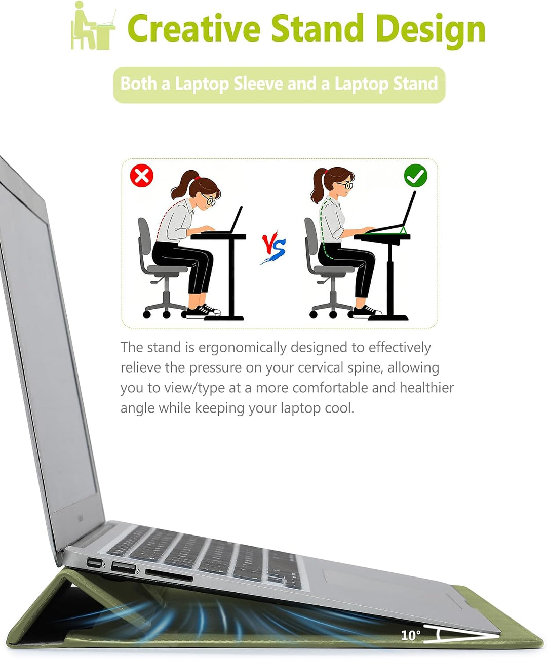 HYZUO 13 Zoll Laptop Hülle Tasche mit Ständer für MacBook Air 13 M5 A3449 M4 M3 M2 M1 2026-2018, Mac