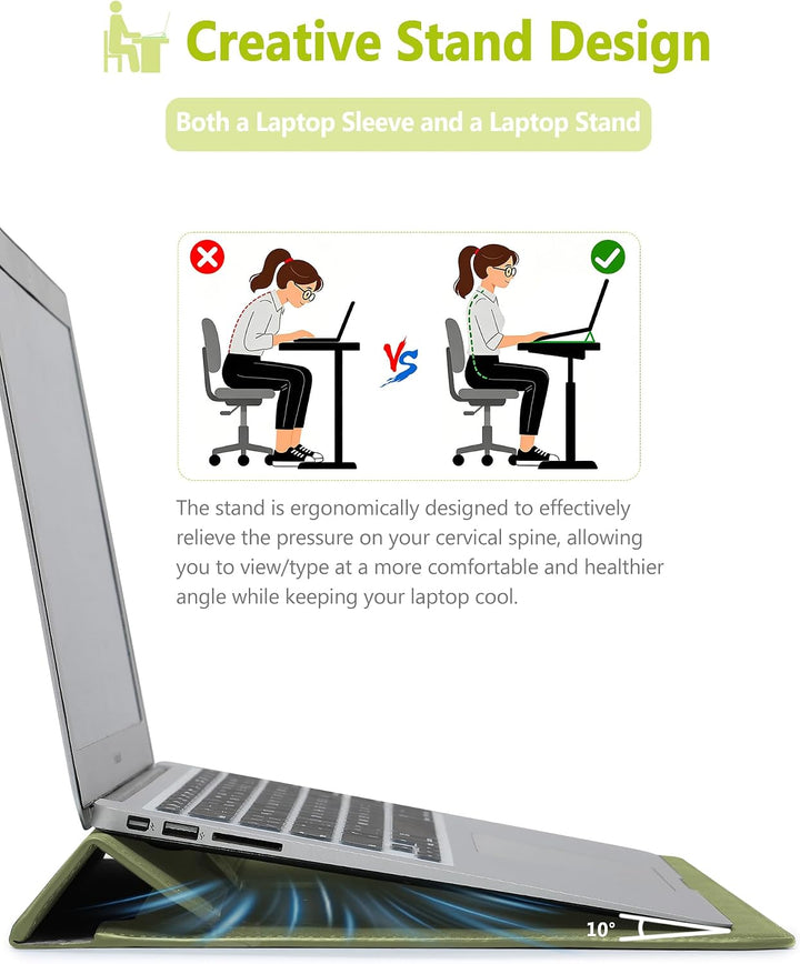 HYZUO 13 Zoll Laptop Hülle Tasche mit Ständer für MacBook Air 13 M5 A3449 M4 M3 M2 M1 2026-2018, Mac