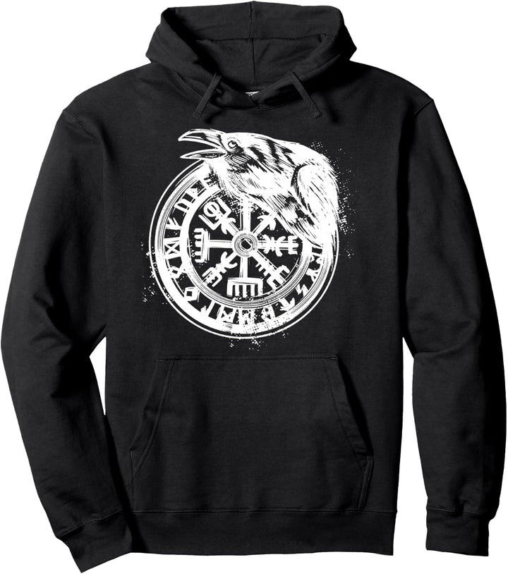 Viking Vegvisir Compass Crow Nordic Norse Viking Mythology Pullover Hoodie